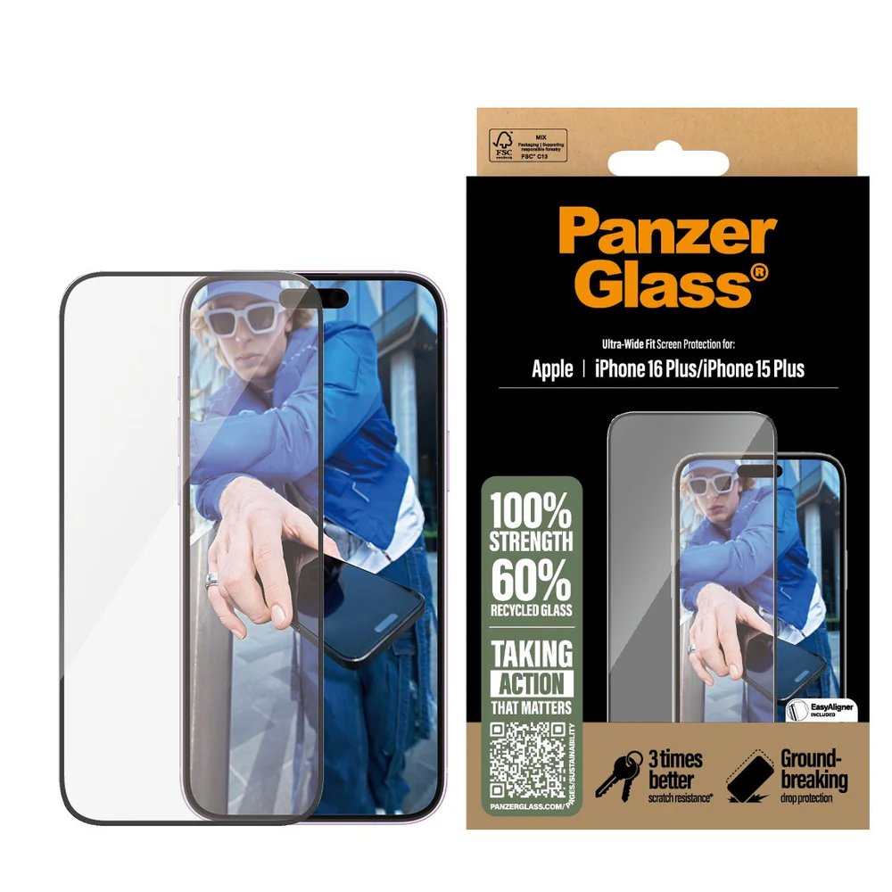 PanzerGlass® Screen Protector iPhone 16 Plus | 15 Plus | Ultra-Wide Fit