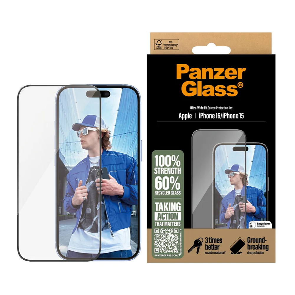 PanzerGlass® Screen Protector iPhone 16,15 | Ultra-Wide Fit